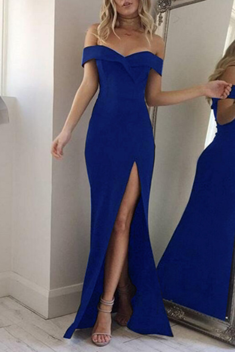Off-Shoulder Open-Back Asymmetric Dress