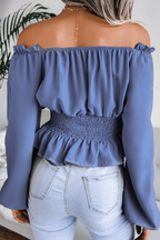Slit-Detail Top with an Off-Shoulder Neck