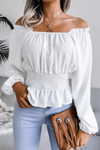 Slit-Detail Top with an Off-Shoulder Neck