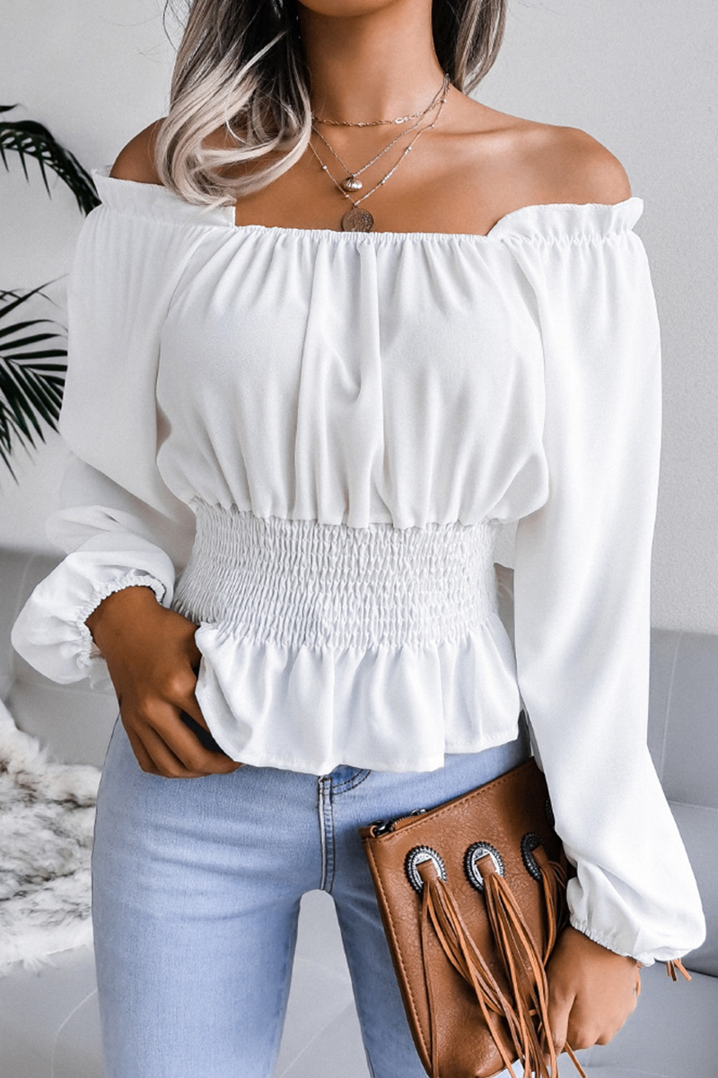 Slit-Detail Top with an Off-Shoulder Neck