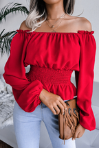 Slit-Detail Top with an Off-Shoulder Neck