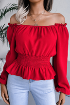 Slit-Detail Top with an Off-Shoulder Neck