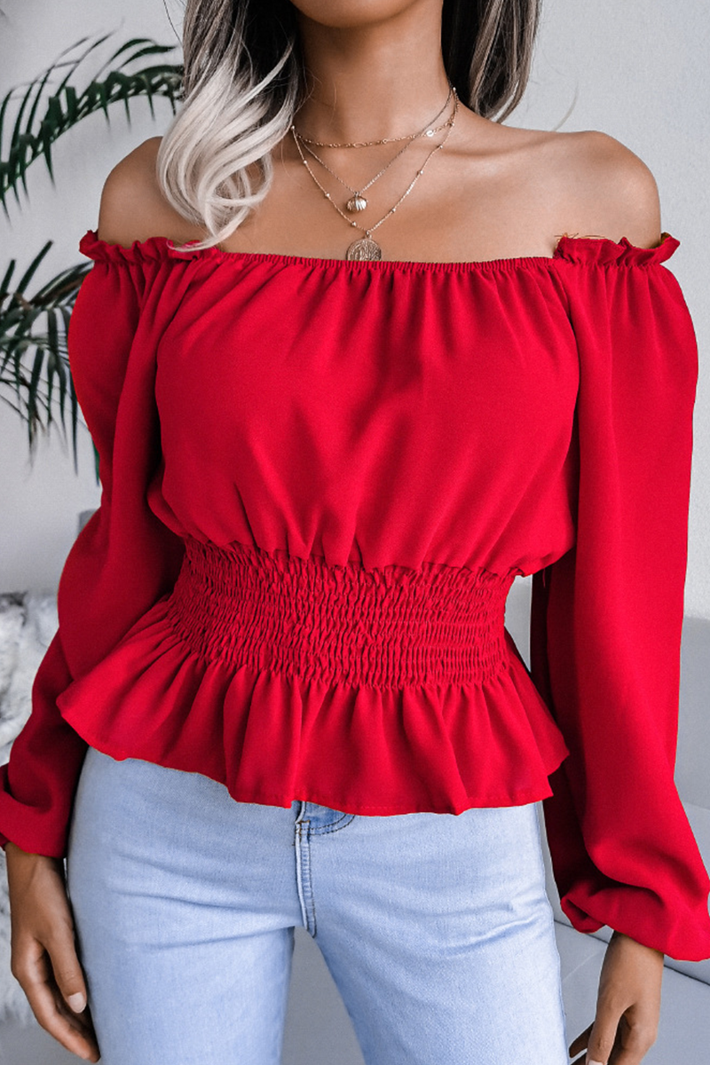 Slit-Detail Top with an Off-Shoulder Neck
