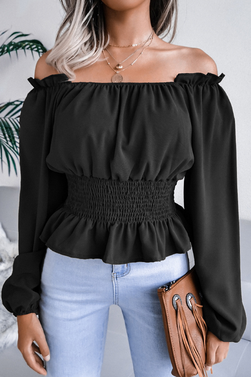 Slit-Detail Top with an Off-Shoulder Neck