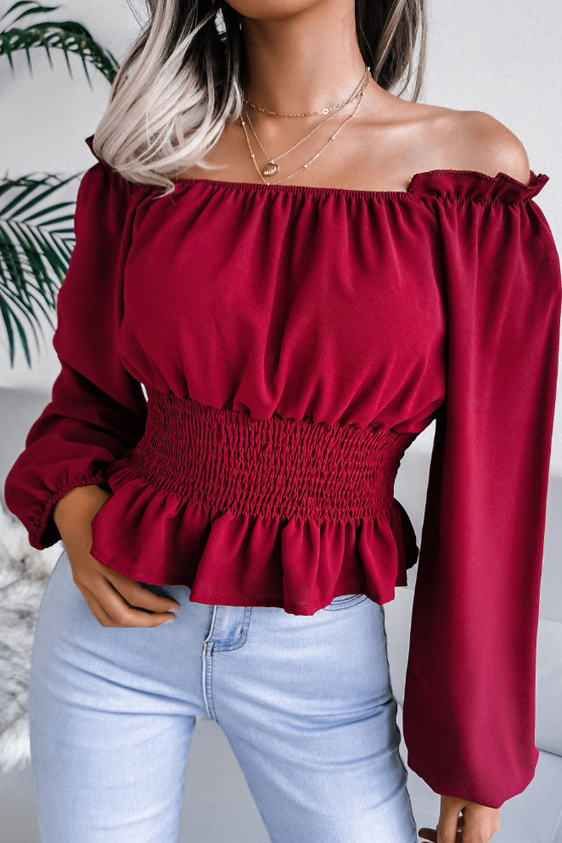 Slit-Detail Top with an Off-Shoulder Neck