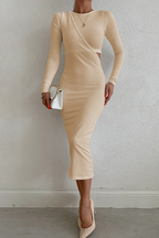 Crewneck Pencil Dress with Panel Details