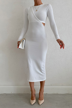 Crewneck Pencil Dress with Panel Details
