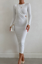 Crewneck Pencil Dress with Panel Details