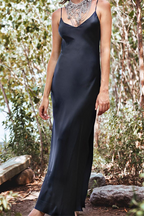 V-Neck A-Line Slit-Detail Dress