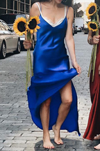 V-Neck A-Line Slit-Detail Dress