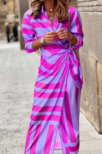 Printed Shirt Dress with a Split Detail