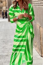 Printed Shirt Dress with a Split Detail