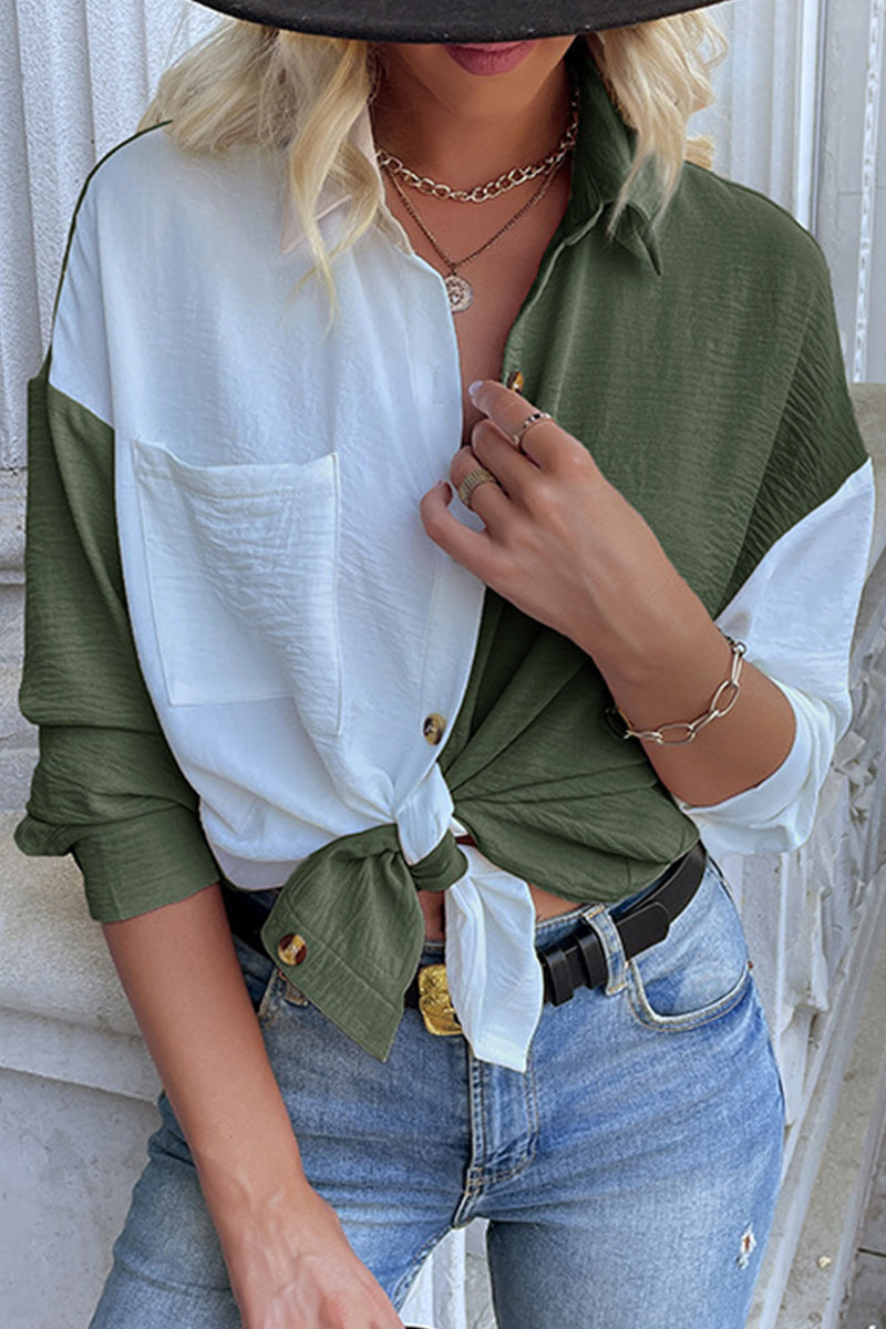 Colorblock Top with Panel Details