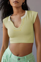 Scoop-Neck Paneled T-Shirt