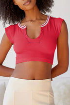 Scoop-Neck Paneled T-Shirt