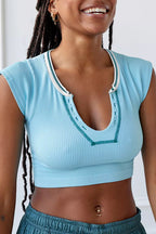 Scoop-Neck Paneled T-Shirt
