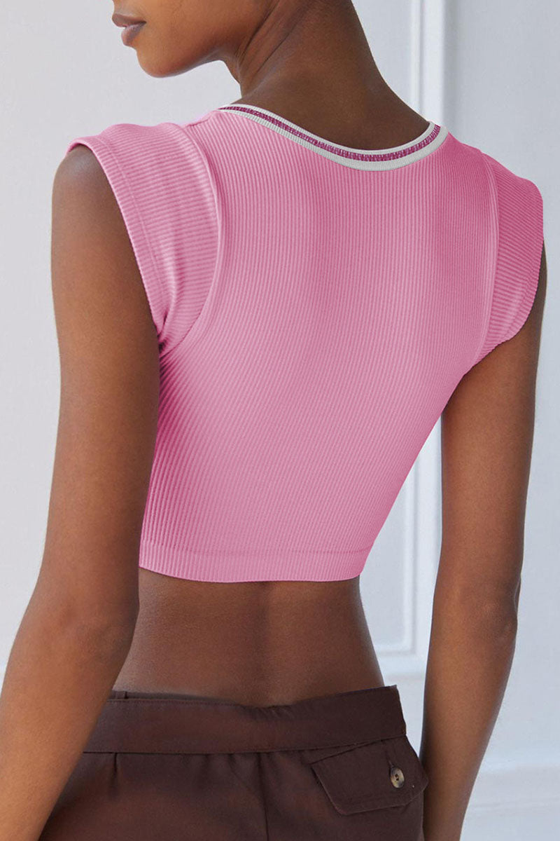Scoop-Neck Paneled T-Shirt