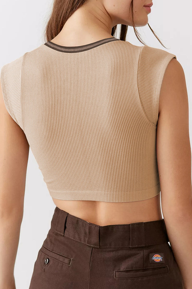Scoop-Neck Paneled T-Shirt