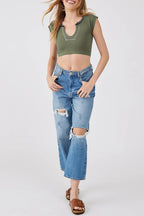 Scoop-Neck Paneled T-Shirt