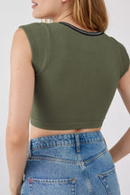 Scoop-Neck Paneled T-Shirt