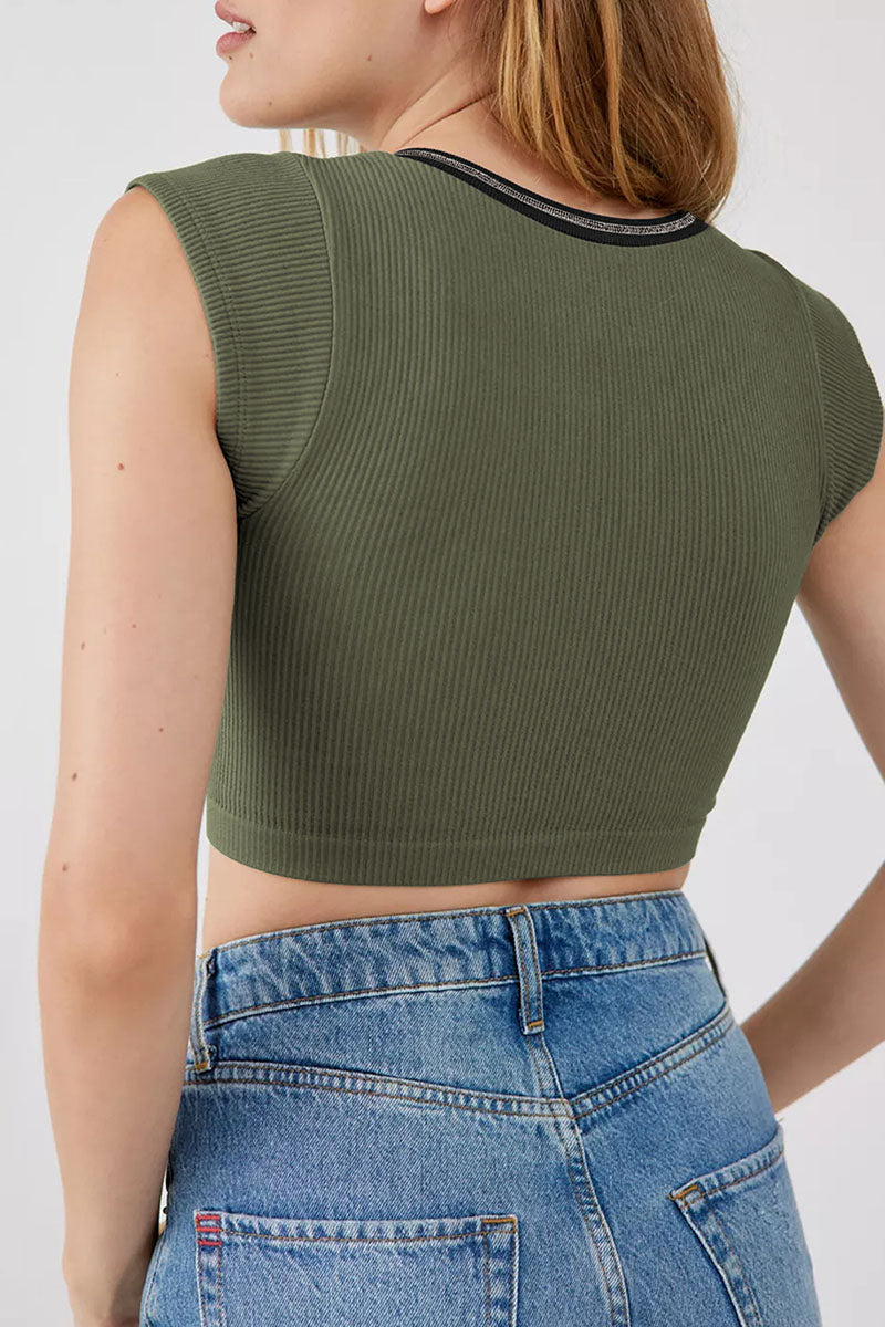 Scoop-Neck Paneled T-Shirt