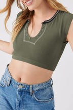 Scoop-Neck Paneled T-Shirt