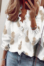 Flared Blouse with a V-Neck