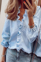 Flared Blouse with a V-Neck