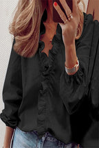 Flared Blouse with a V-Neck