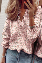 Flared Blouse with a V-Neck