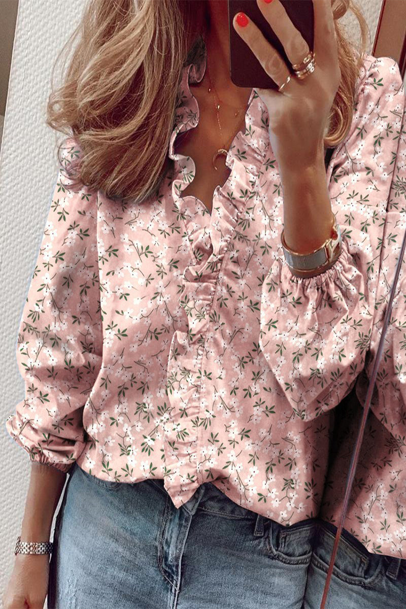 Flared Blouse with a V-Neck