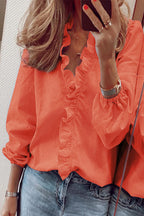 Flared Blouse with a V-Neck