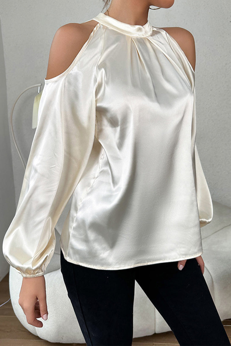 Relaxed-Fit Long-Sleeve Top with a Halter Neck