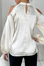 Relaxed-Fit Long-Sleeve Top with a Halter Neck