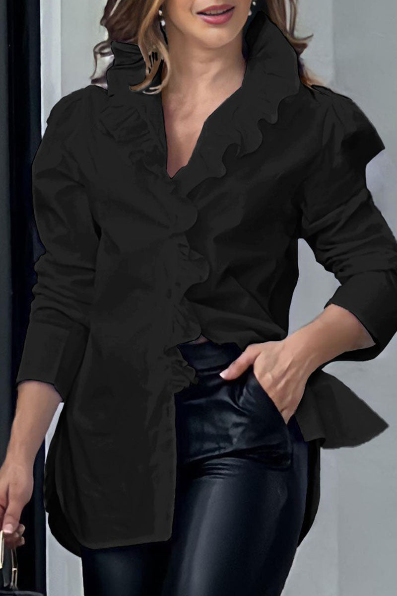 Printed Flared Blouse with Panel Details