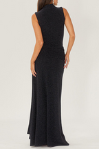 Roll-Neck Sleeveless Dress with Sequin Detail