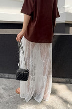 Lace Ruffled Sheer Skirt