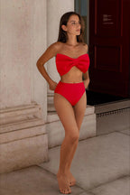 Striped Strapless Bikini Set