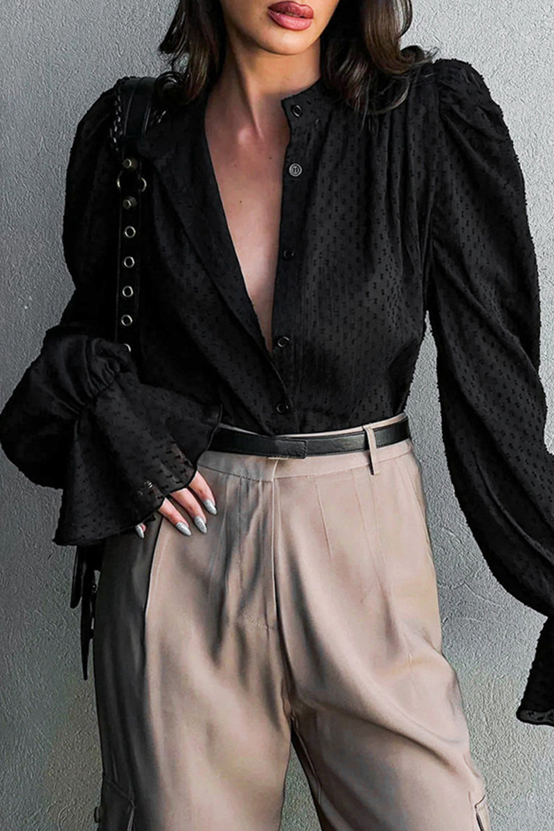 Relaxed-Fit Flared Long-Sleeve Blouse