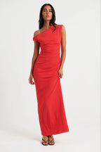 Asymmetric Zip-Detail Slit-Detail Dress