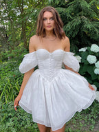 Corset-Style Mesh Mini Dress