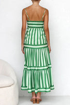 Colorblock Tiered Maxi Dress with an Eye Motif