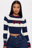 Striped Knit Sweater with Bow Details