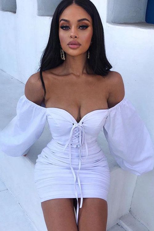 Balloon-Sleeve Dress with Ruffle Details