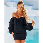 Balloon-Sleeve Dress with Ruffle Details