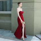 Strapless Wrap-Style Dress with a Split Detail