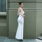 Strapless Wrap-Style Dress with a Split Detail