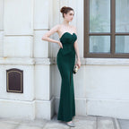 Strapless Wrap-Style Dress with a Split Detail