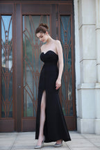 Strapless Wrap-Style Dress with a Split Detail