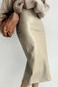 High-Rise Faux-Leather Midi Skirt with a Split Detail